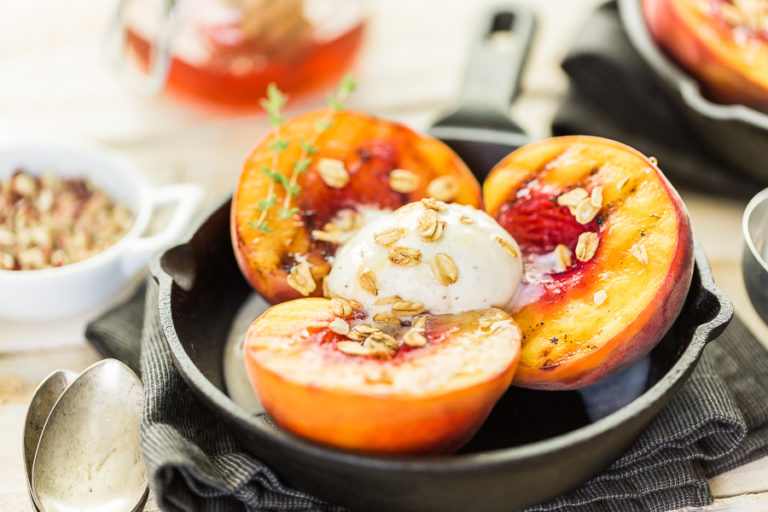 Grilled Peaches with Cinnamon Butter Glaze