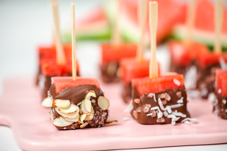 Watermelon Bites Dipped in Chocolate