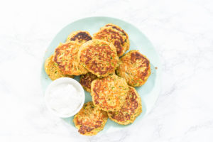 Zucchini Cakes and Herb and Sour Cream Spread