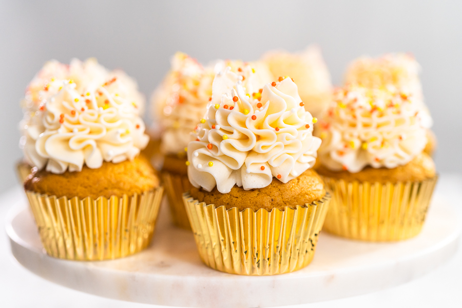 Pumpkin Cupcakes With Italian Buttercream Frosting