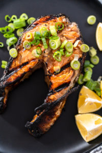 Grilled salmon steak