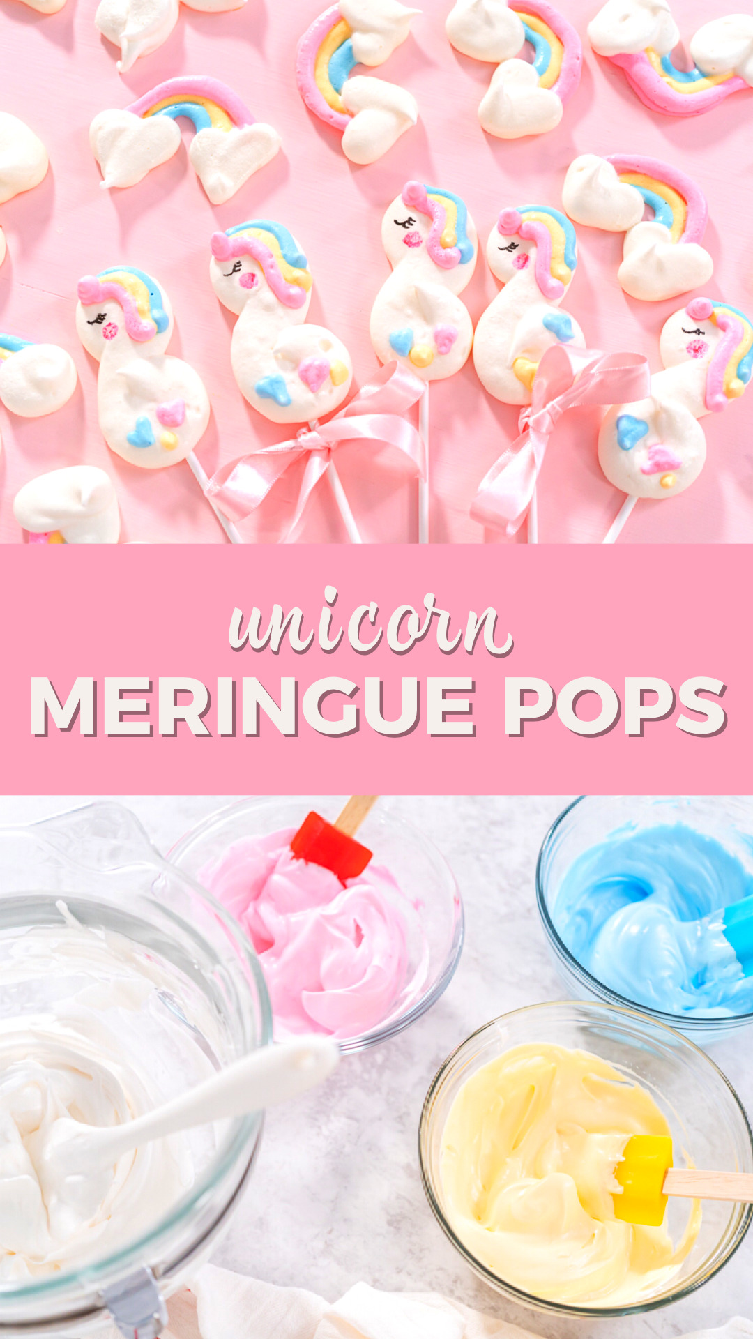 Unicorn meringue pops