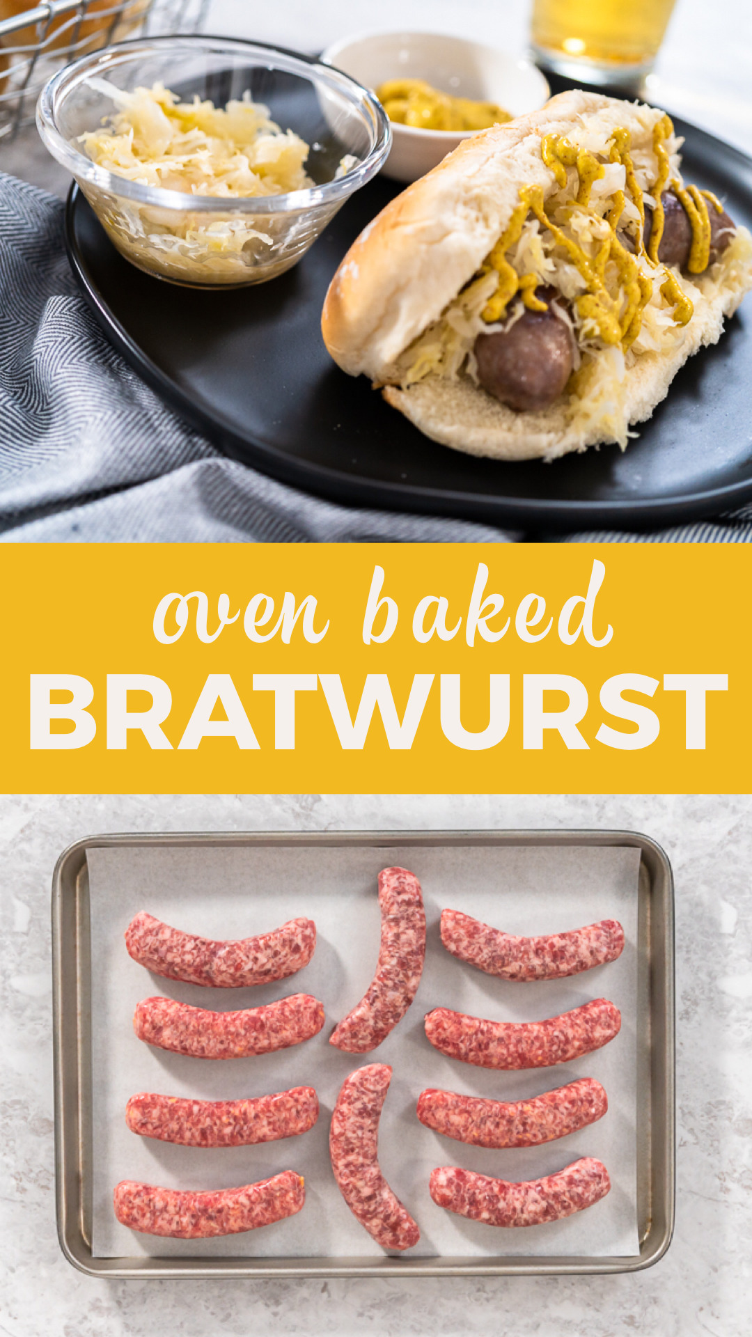 Oven baked bratwursts