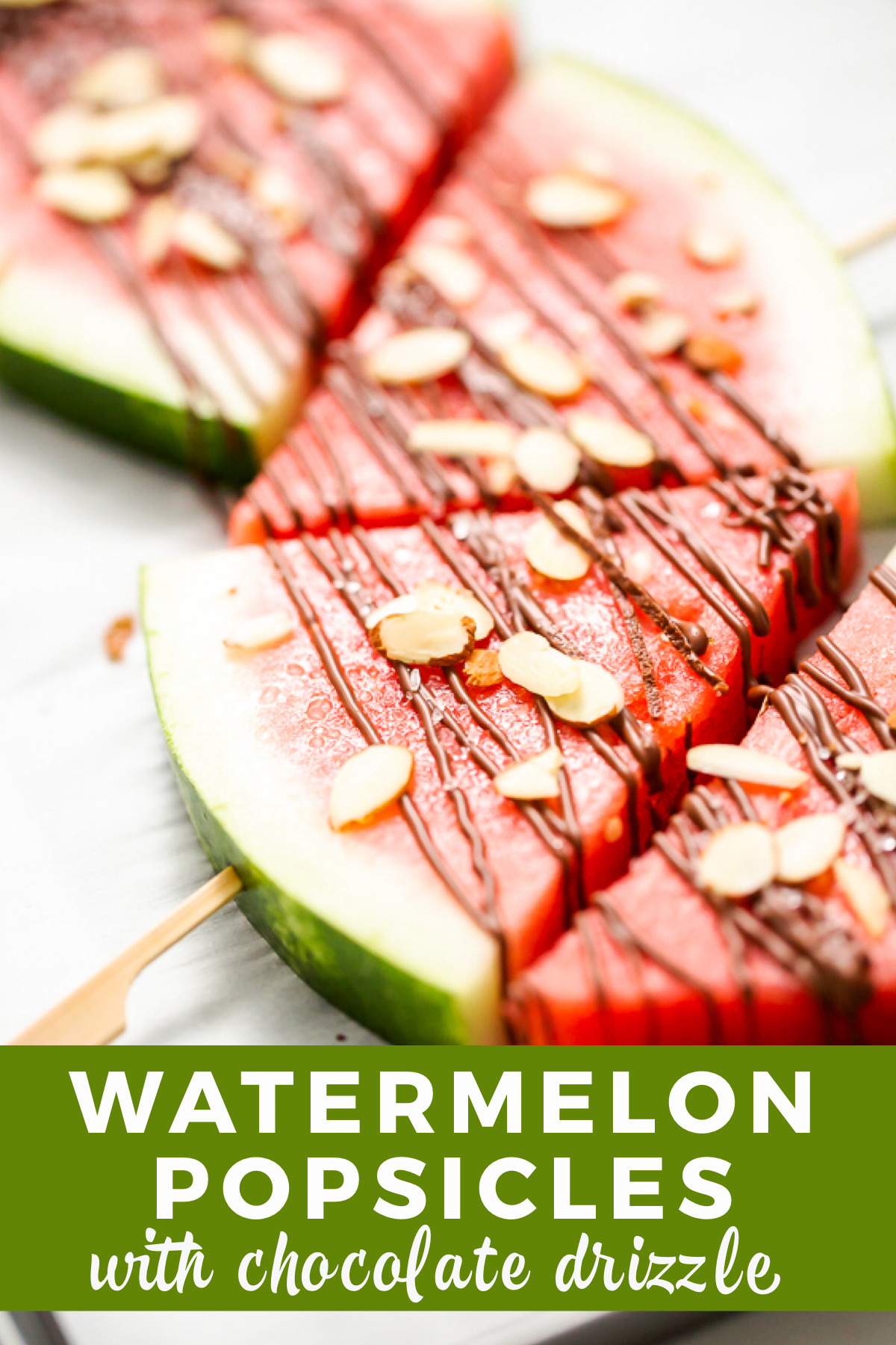 Watermelon Popsicles with Chocolate Drizzle