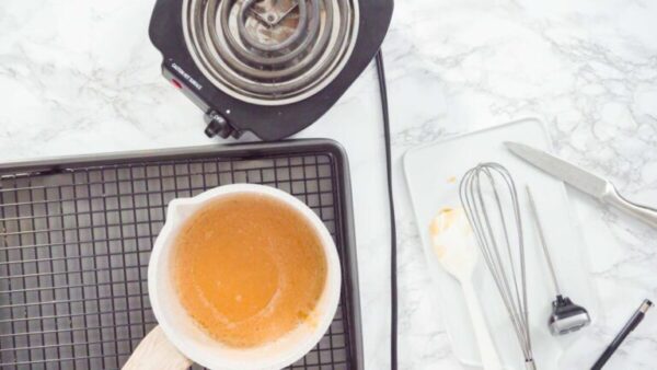 Homemade caramel - Arina Photography Flat lay. Step by step. Preparing homemade caramel in the cooking pot.