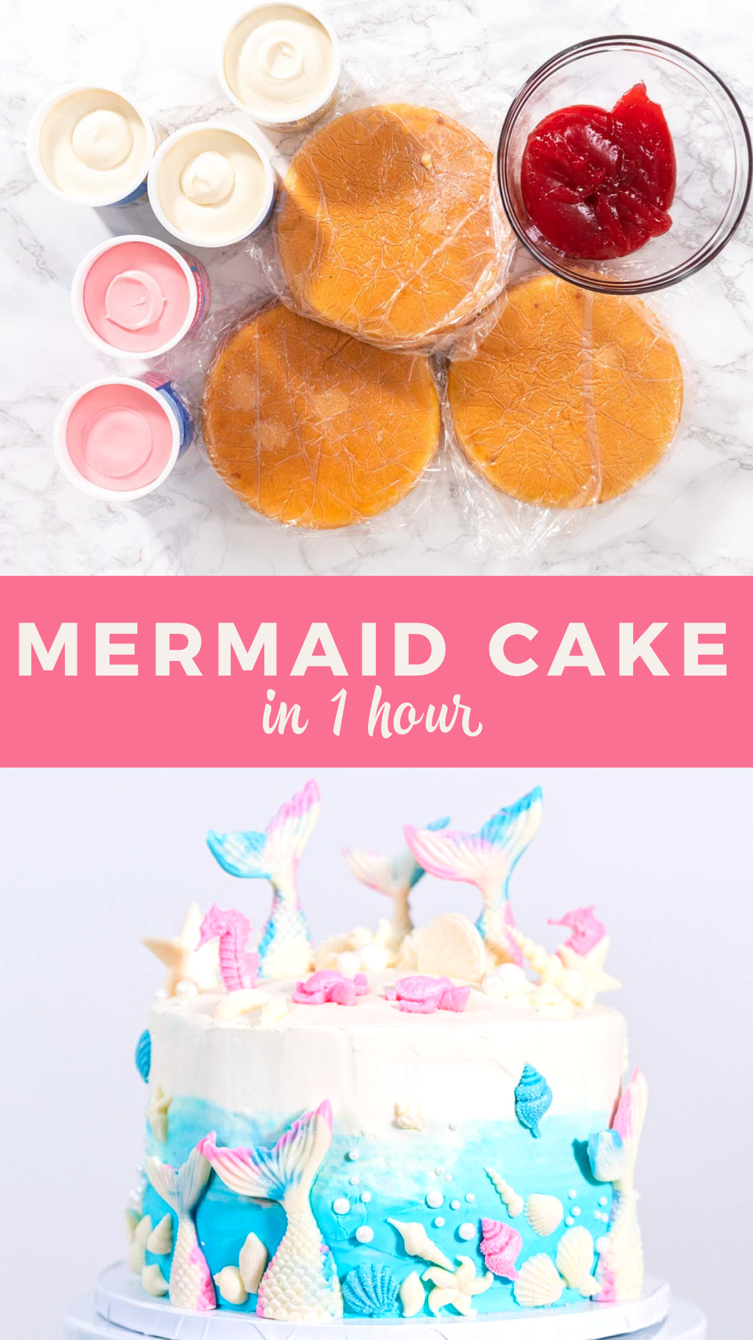 Mermaid 3 layer cake in 1 hour