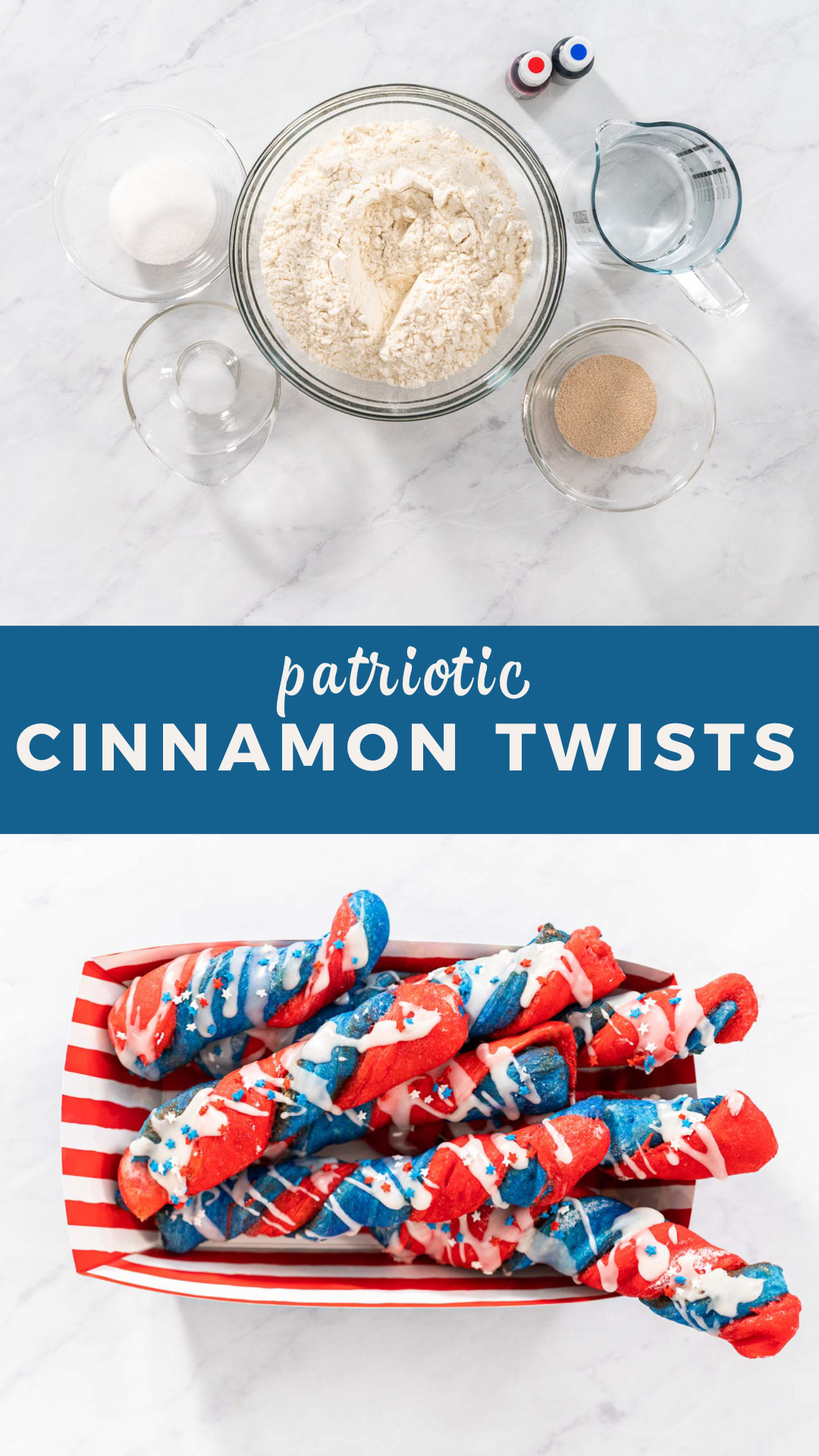 Patriotic cinnamon twists