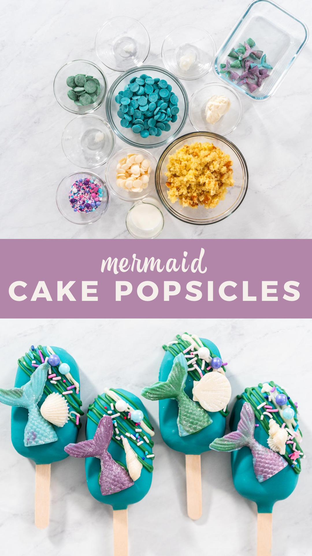Mermaid cake popsicles
