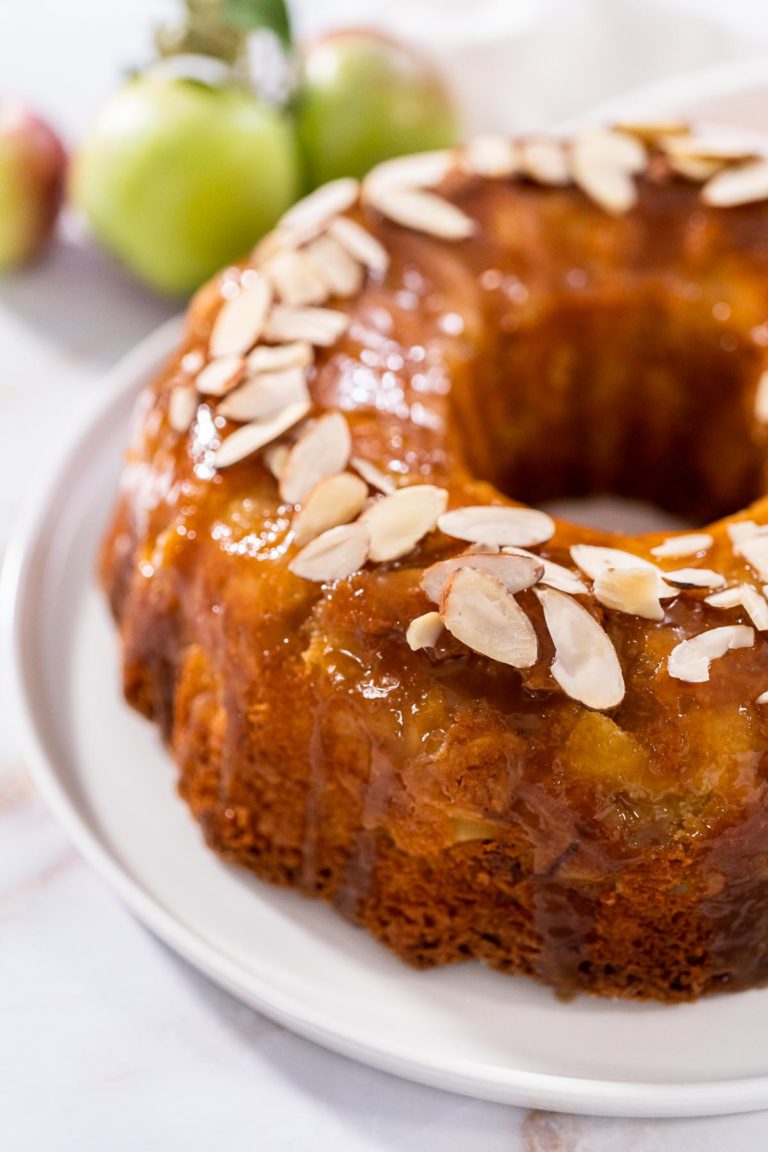 Apple bundt cake with caramel glaze