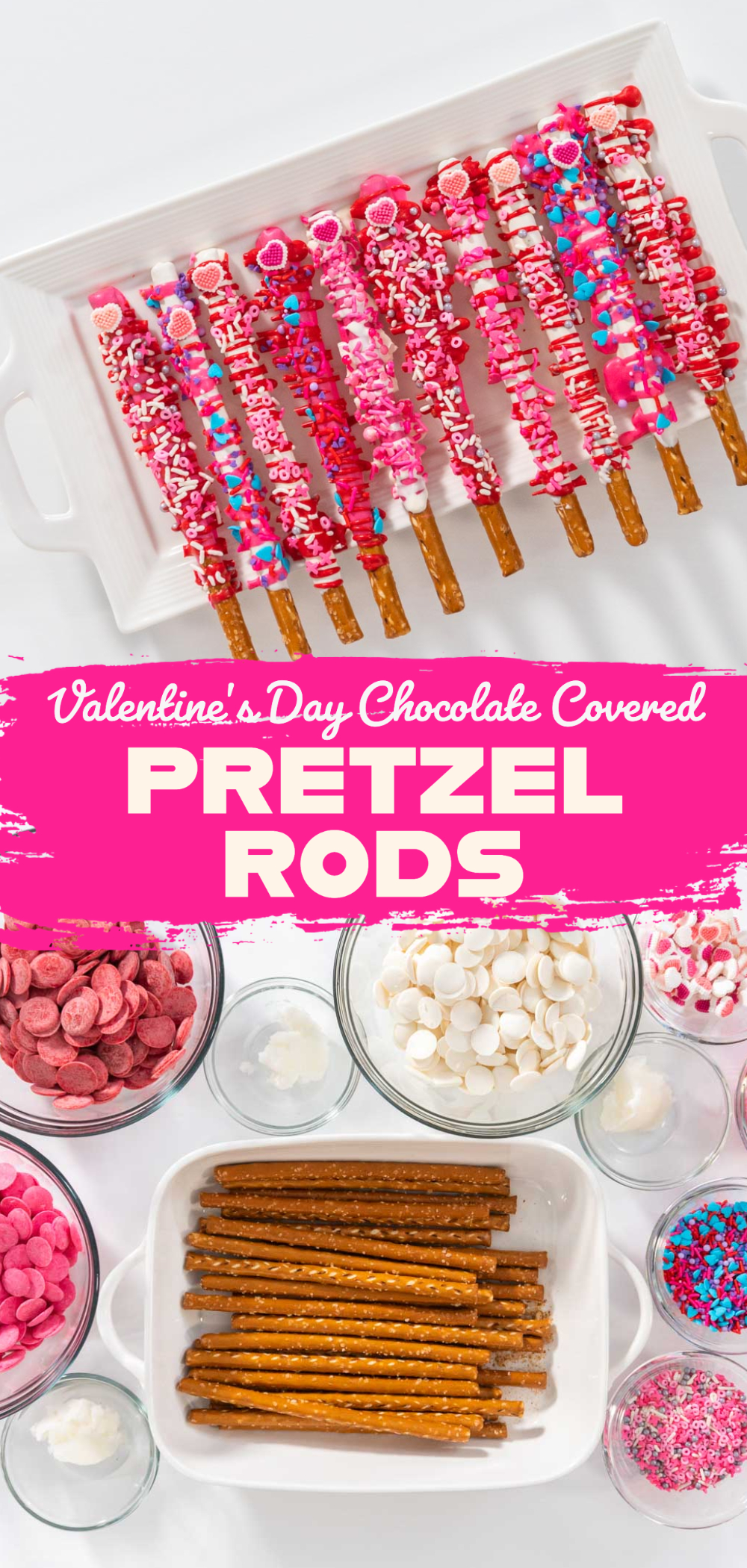 Valentine\'s Day Chocolate Covered Pretzel Rods