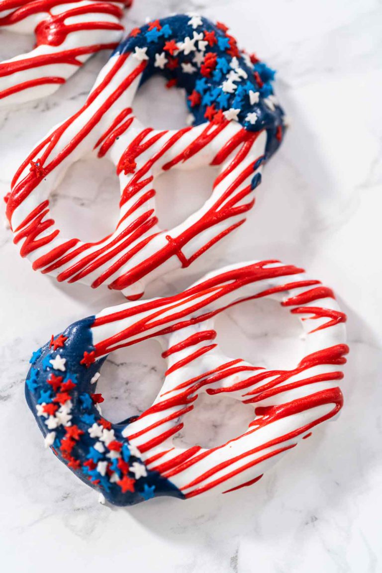 Red White and Blue Chocolate Covered Pretzel Twists