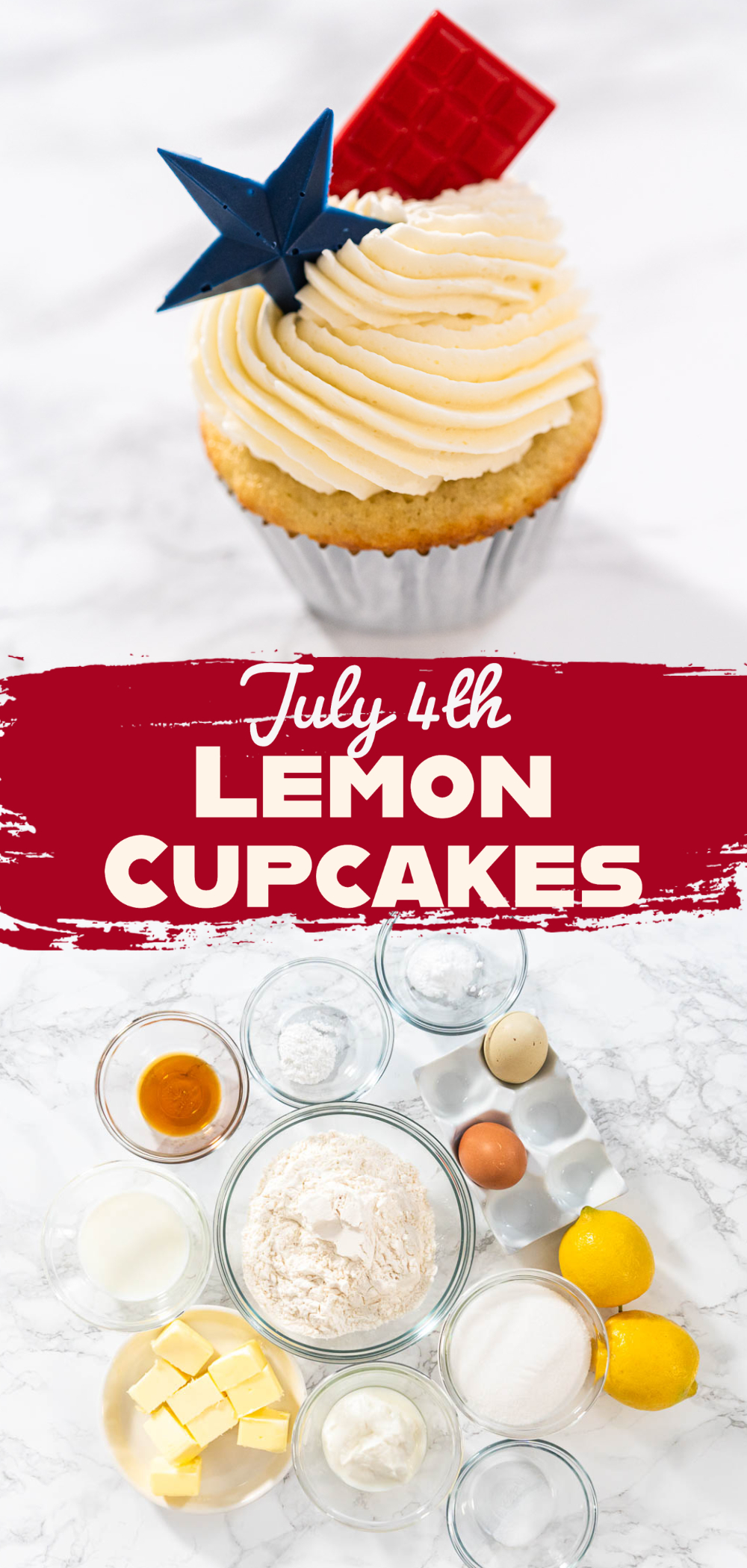 July 4th Lemon Cupcakes