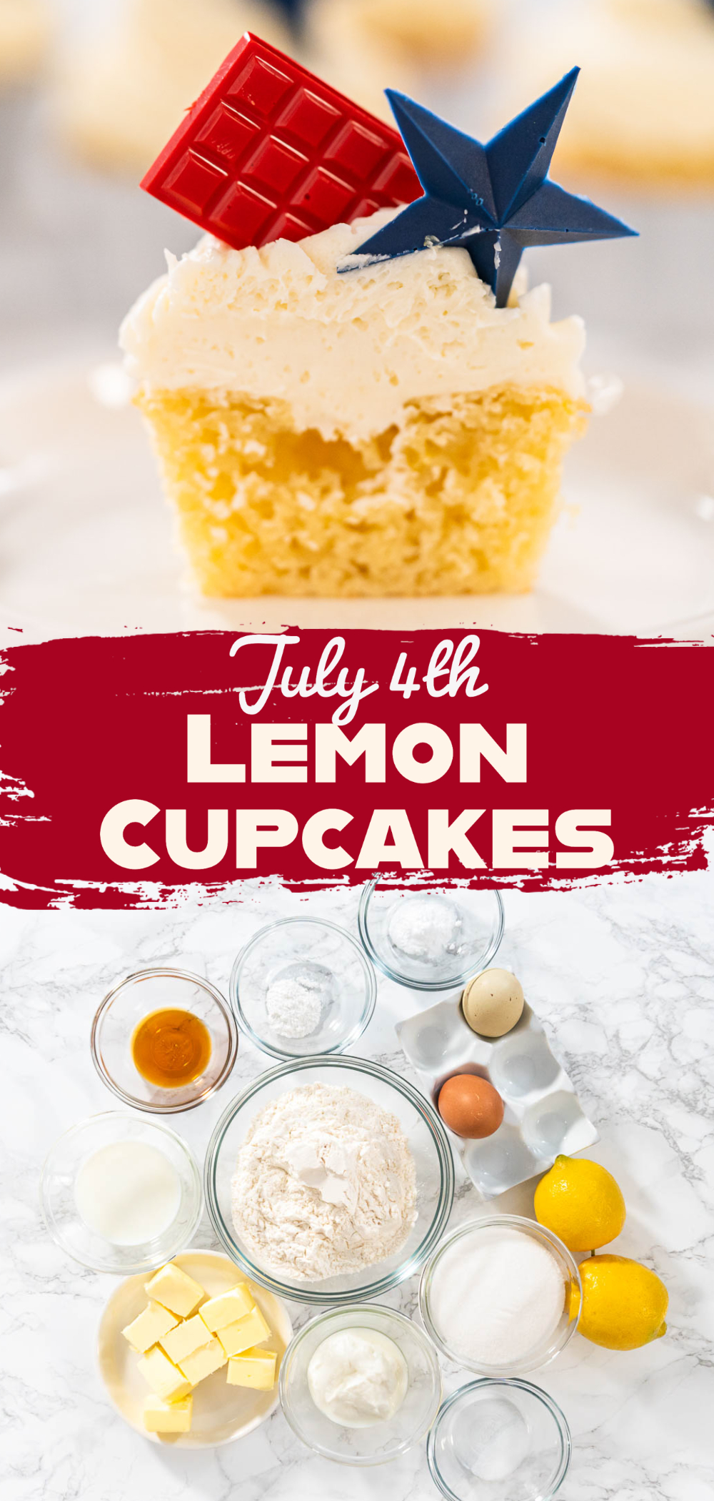 July 4th Lemon Cupcakes