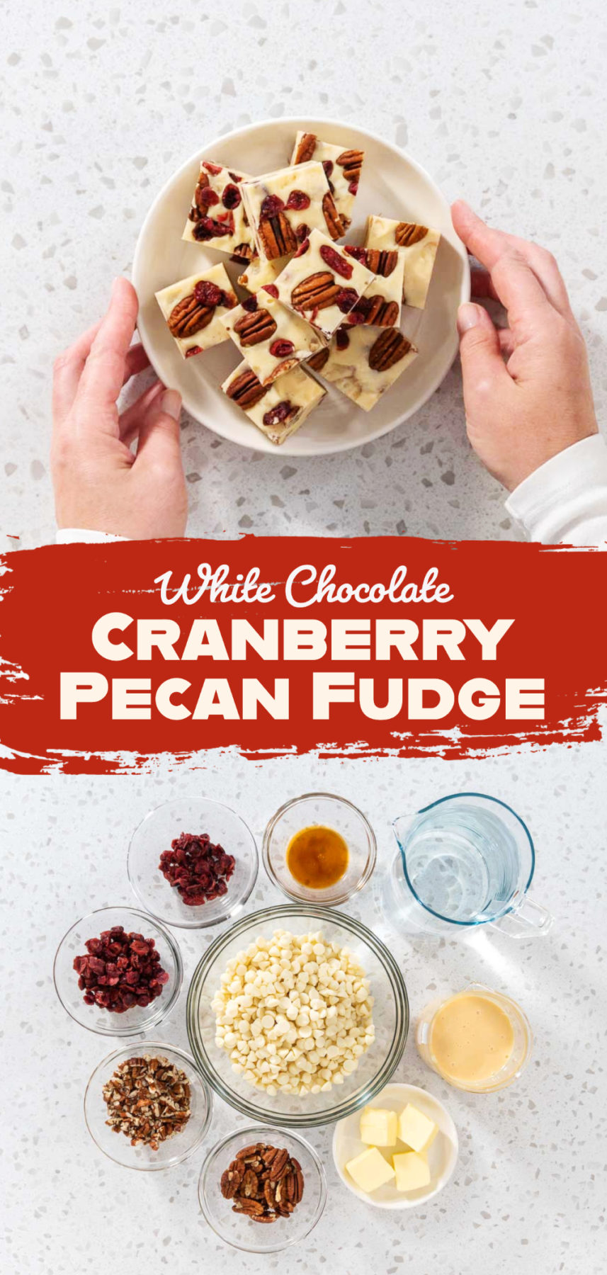 White Chocolate Cranberry Pecan Fudge