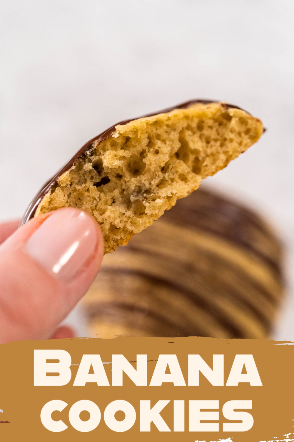 Banana cookies with chocolate drizzle