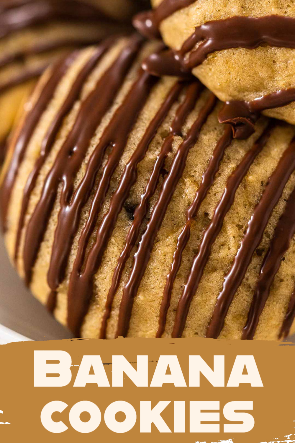 Banana cookies with chocolate drizzle