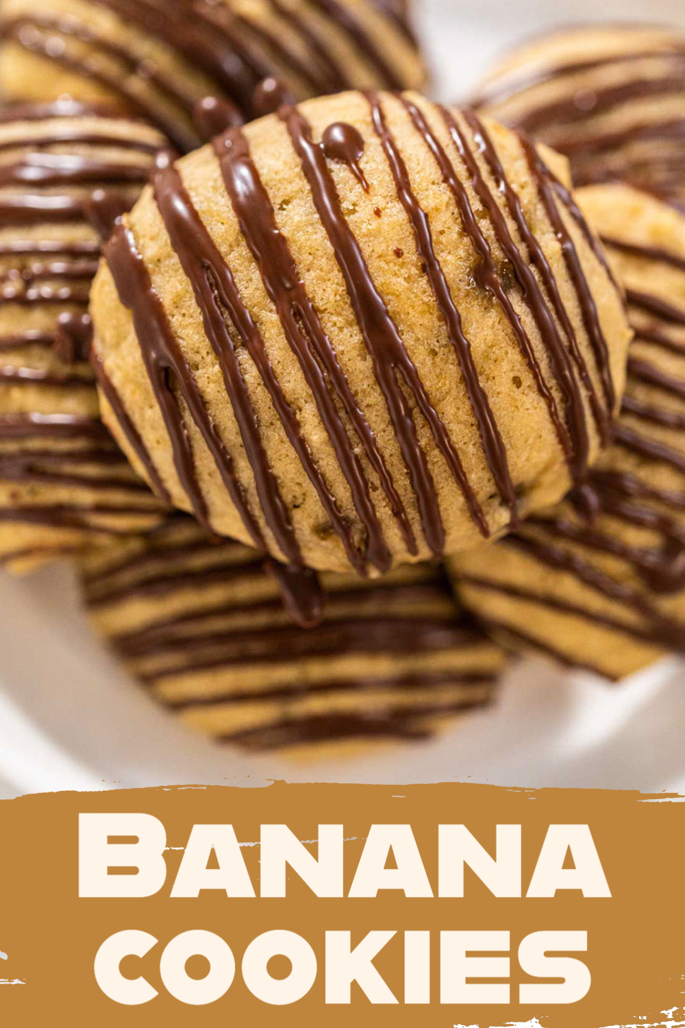 Banana cookies with chocolate drizzle