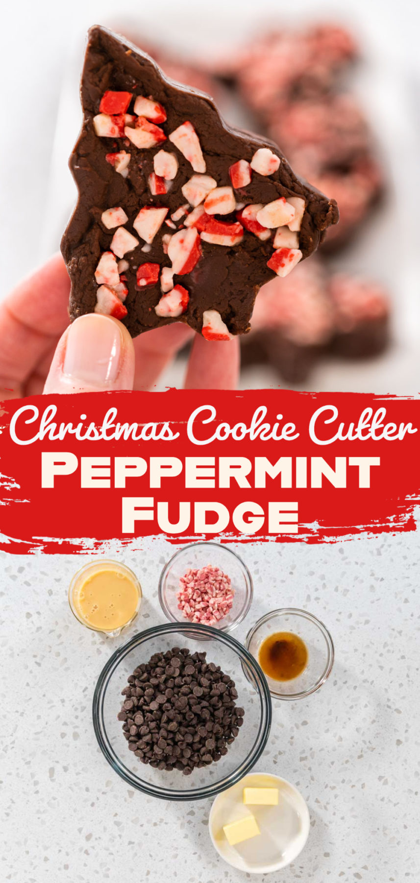 Christmas Cookie Cutter Peppermint Fudge