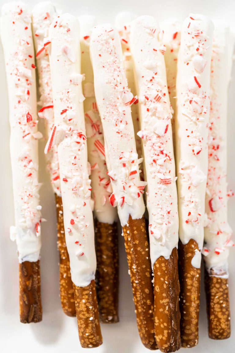 Candy Cane Chocolate Covered Pretzel Rods