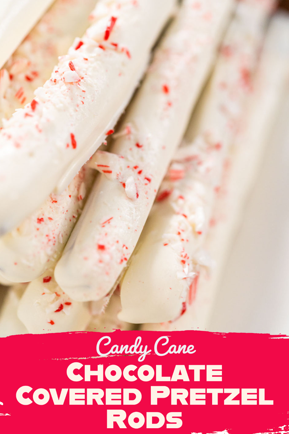 Candy Cane Chocolate Covered Pretzel Rods