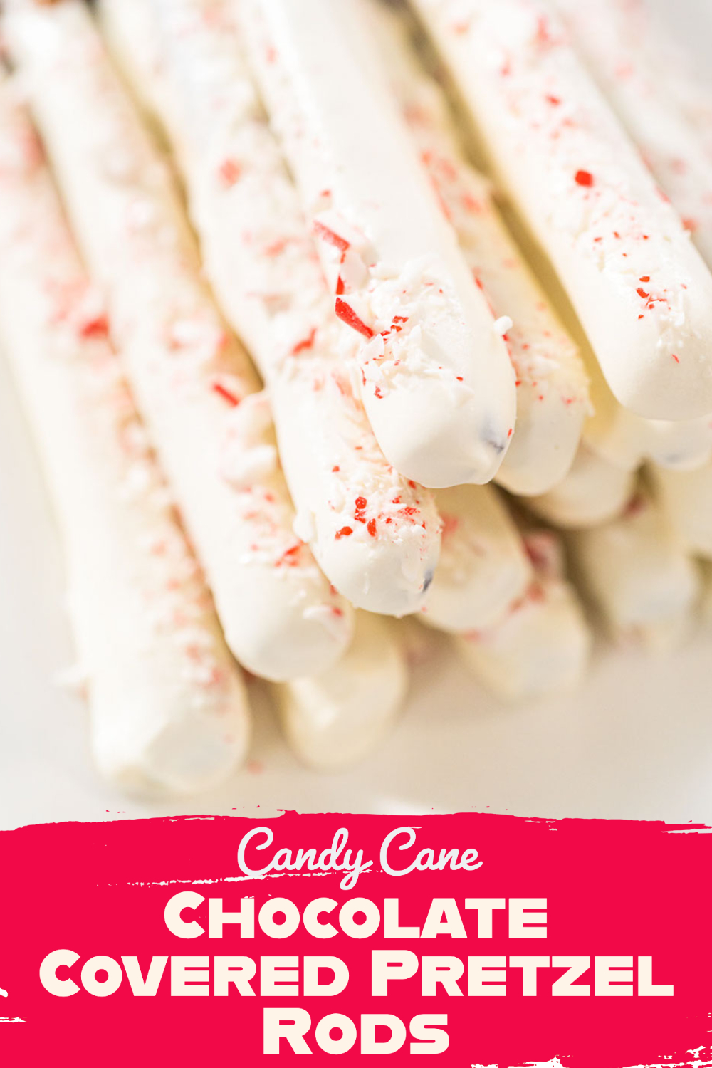 Candy Cane Chocolate Covered Pretzel Rods