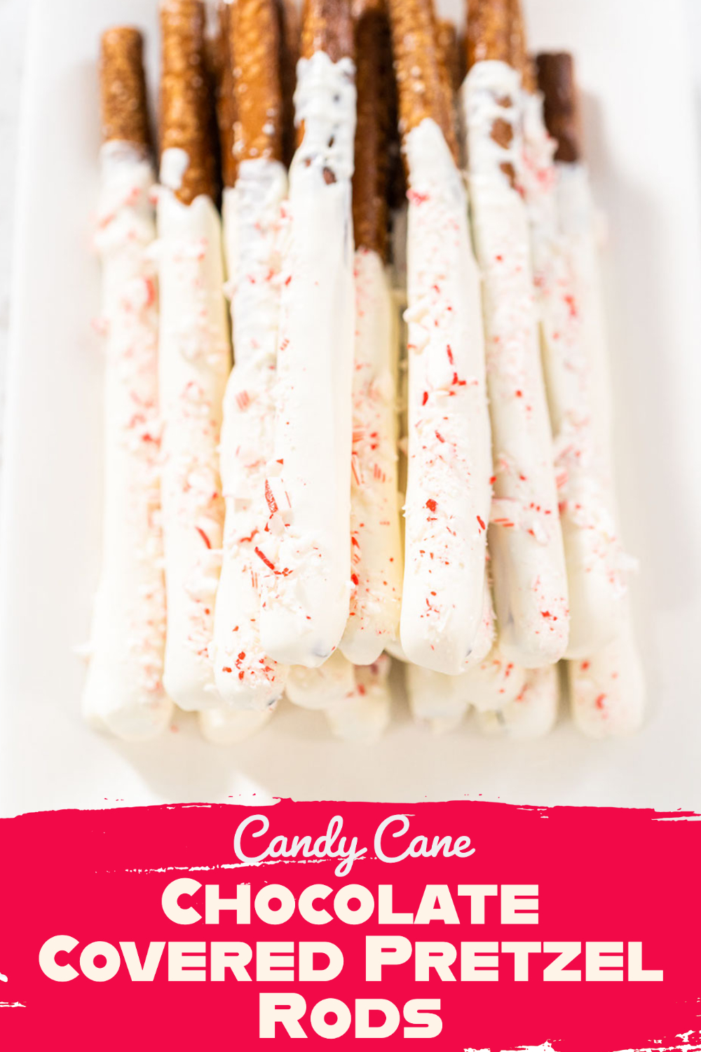 Candy Cane Chocolate Covered Pretzel Rods