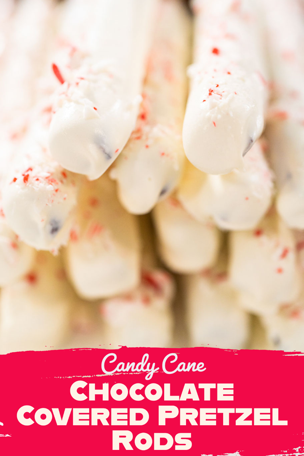 Candy Cane Chocolate Covered Pretzel Rods