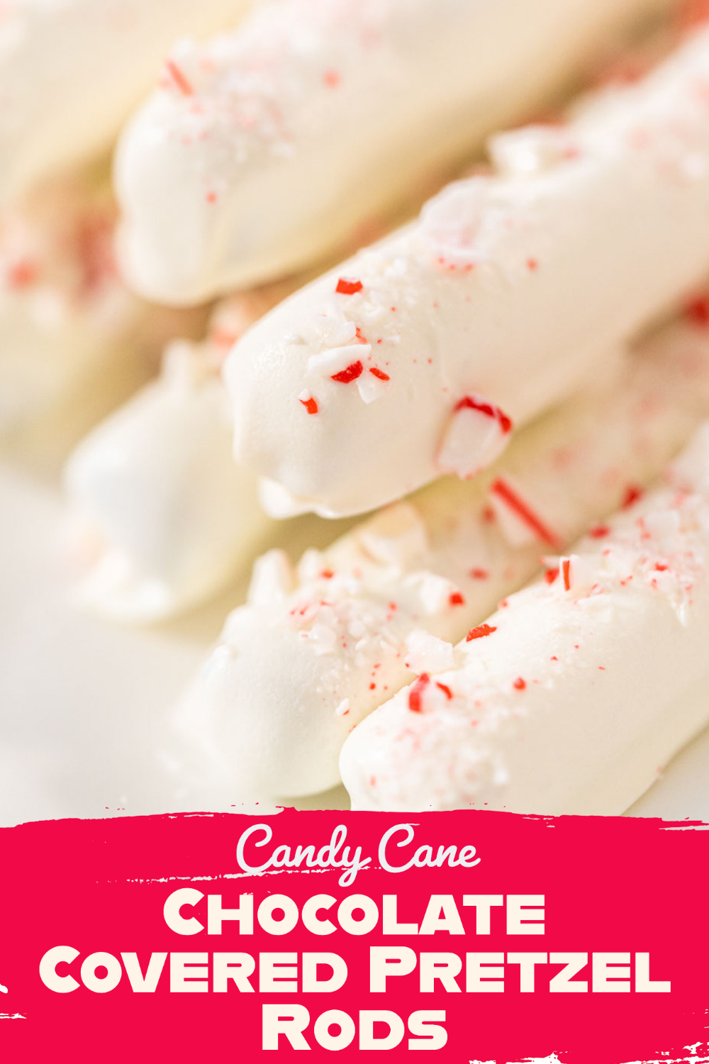 Candy Cane Chocolate Covered Pretzel Rods