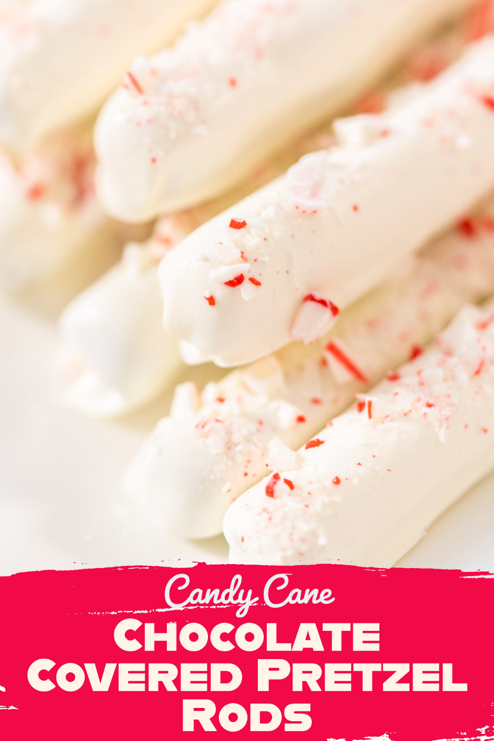 Candy Cane Chocolate Covered Pretzel Rods