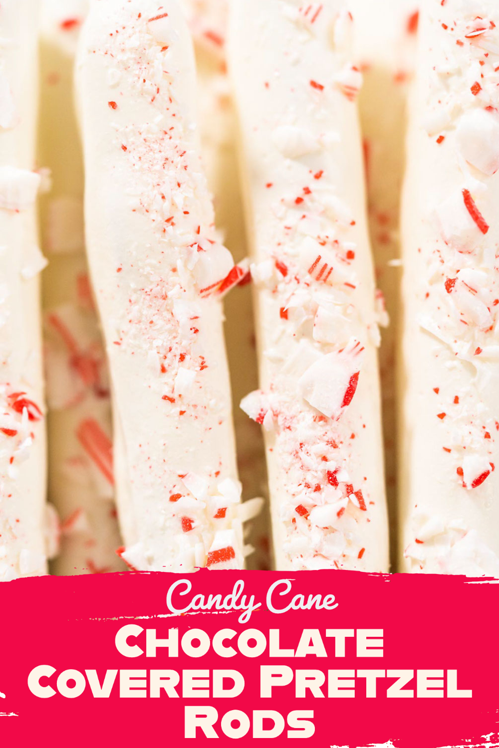 Candy Cane Chocolate Covered Pretzel Rods