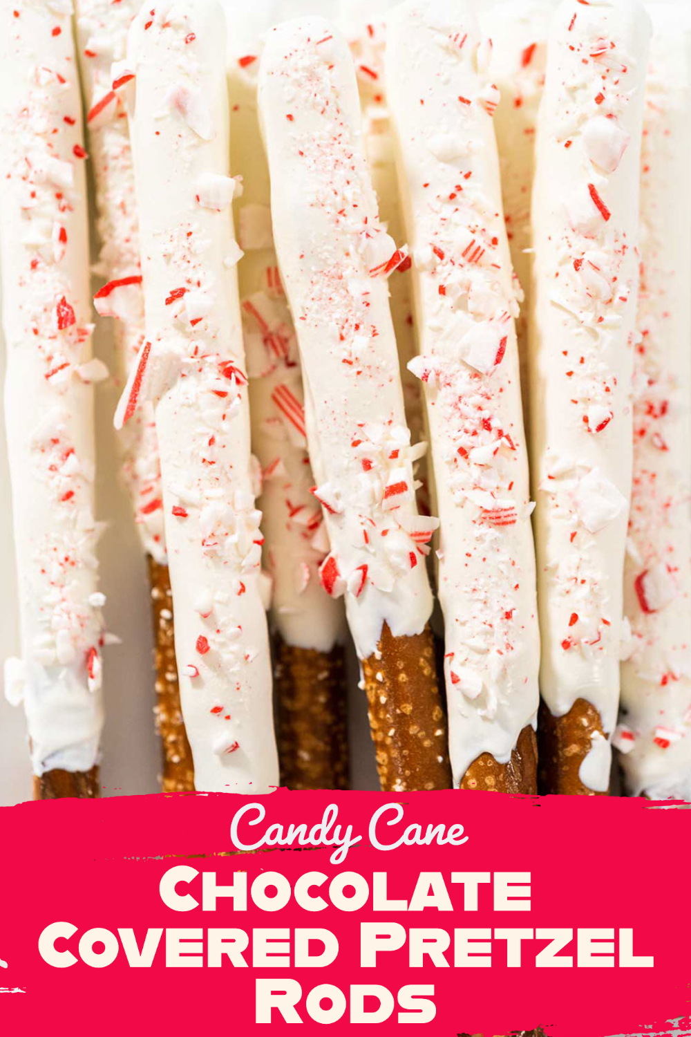 Candy Cane Chocolate Covered Pretzel Rods