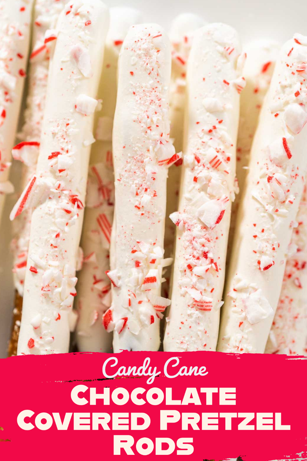 Candy Cane Chocolate Covered Pretzel Rods