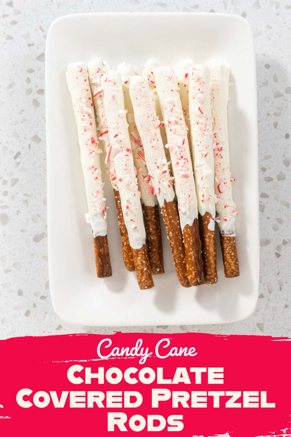 Candy Cane Chocolate Covered Pretzel Rods