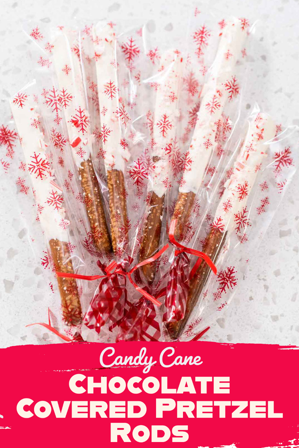 Candy Cane Chocolate Covered Pretzel Rods