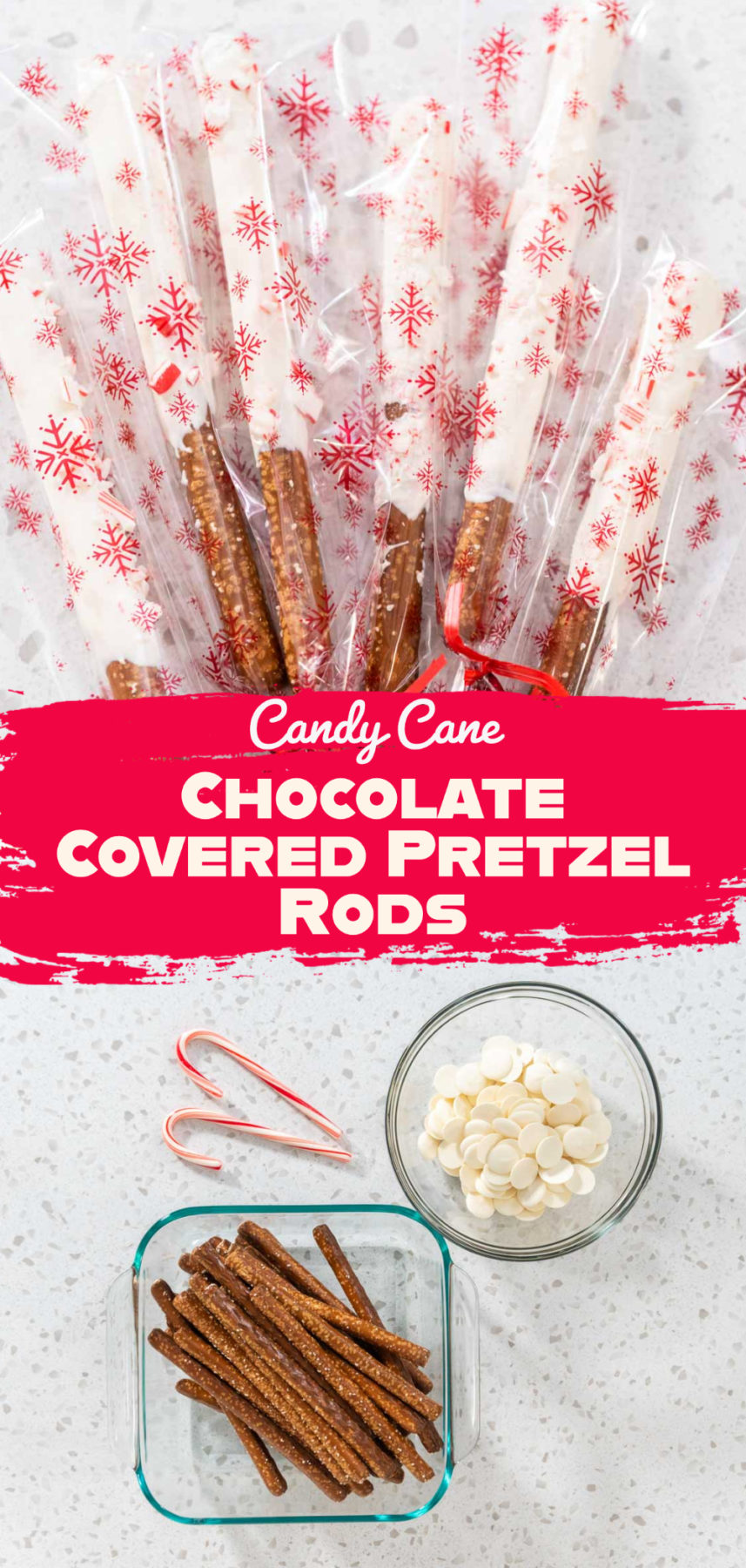 Candy Cane Chocolate Covered Pretzel Rods