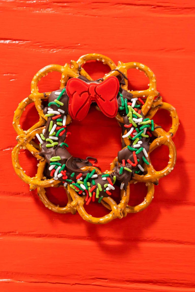 Chocolate Pretzel Christmas Wreath