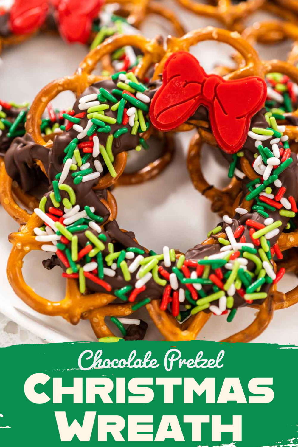 Chocolate Pretzel Christmas Wreath