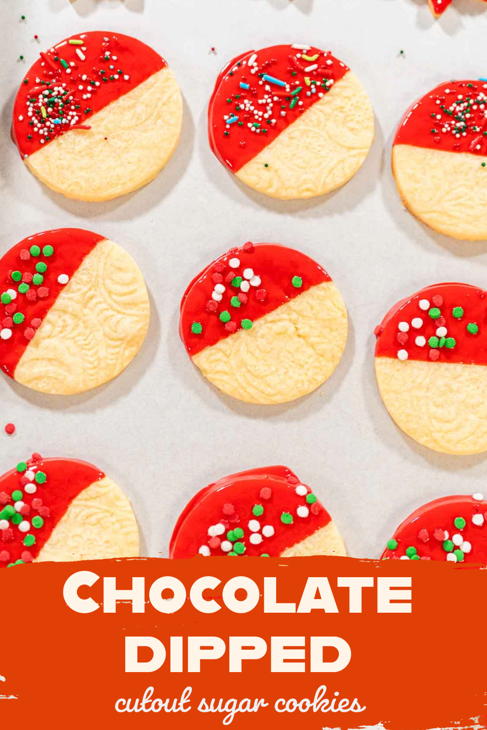 Chocolate-dipped cutout sugar cookies