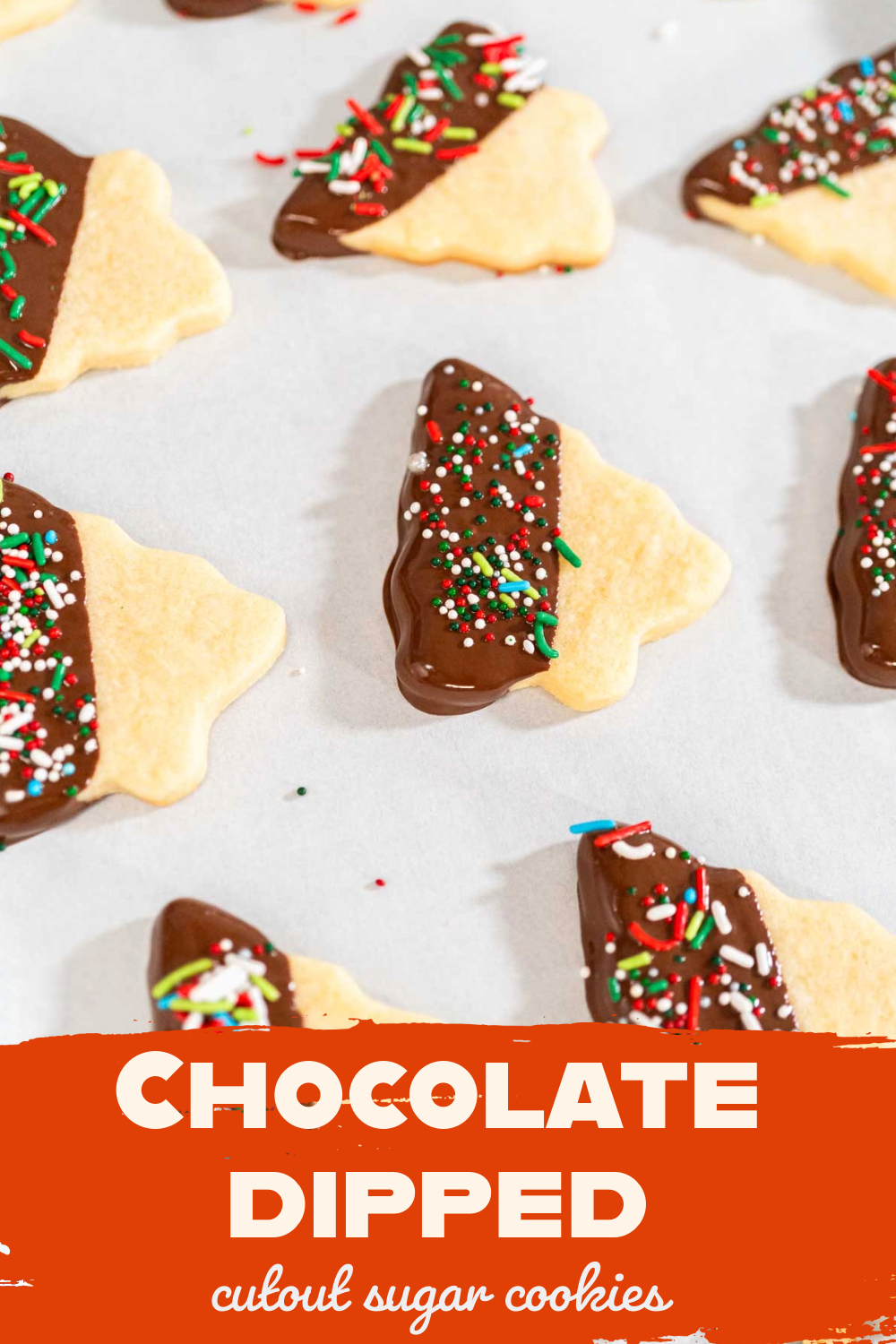 Chocolate-dipped cutout sugar cookies