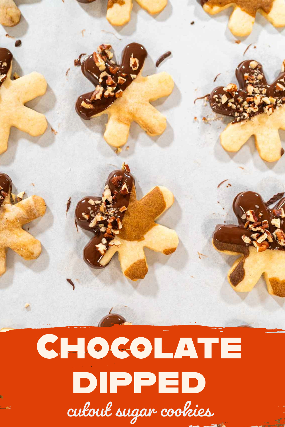 Chocolate-dipped cutout sugar cookies