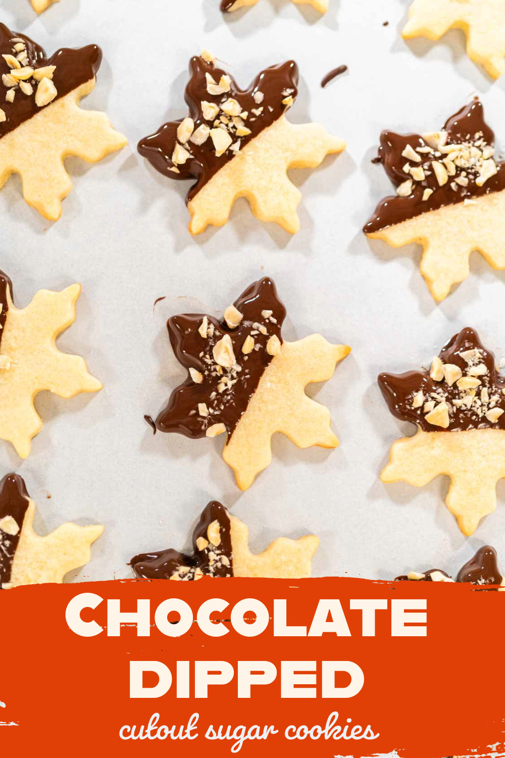 Chocolate-dipped cutout sugar cookies