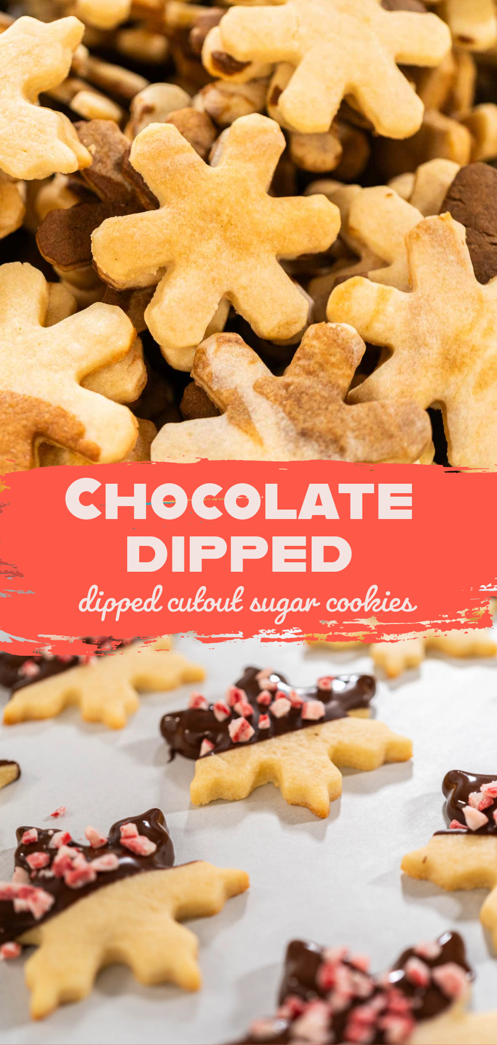 Chocolate-dipped cutout sugar cookies