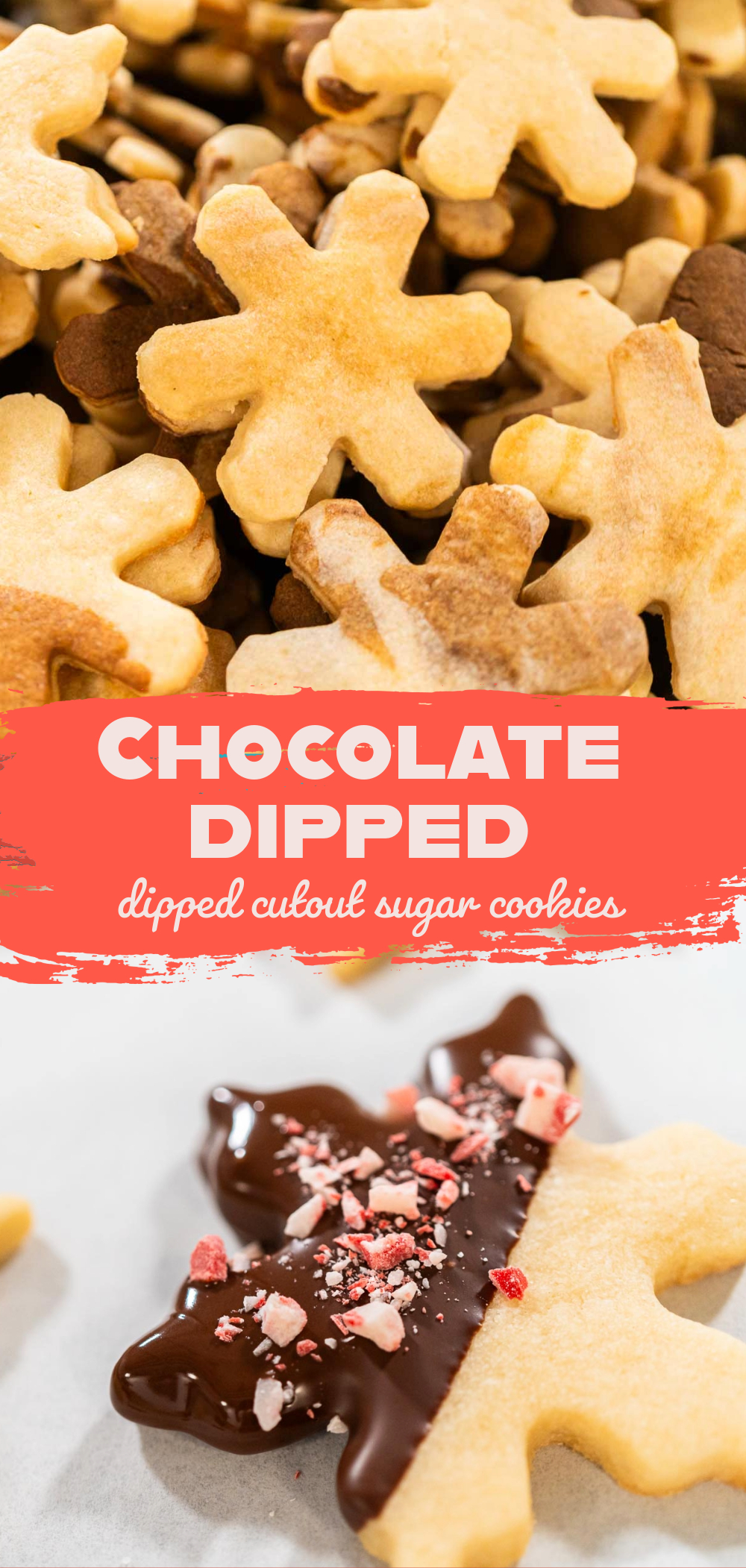 Chocolate-dipped cutout sugar cookies