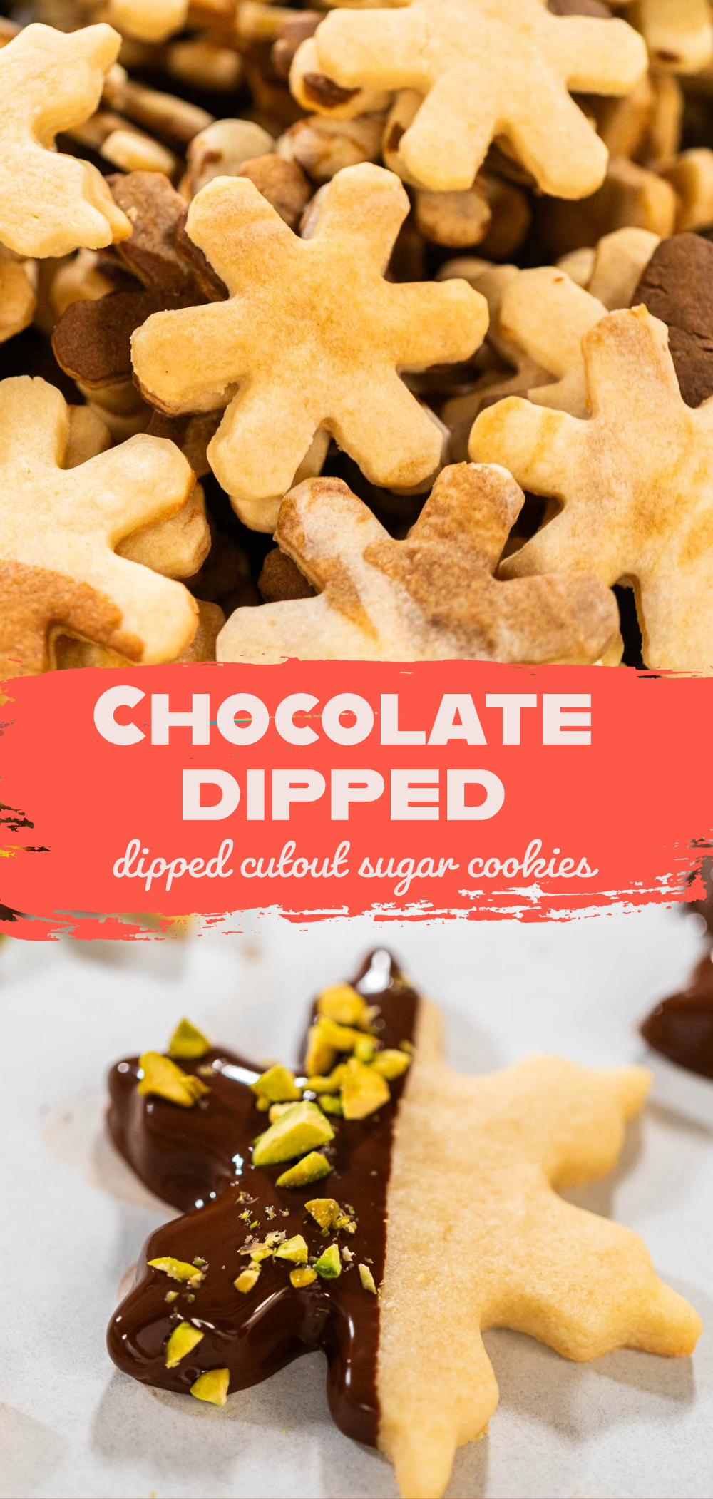 Chocolate-dipped cutout sugar cookies