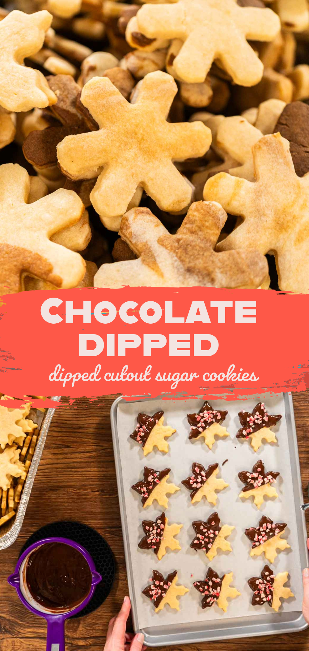 Chocolate-dipped cutout sugar cookies