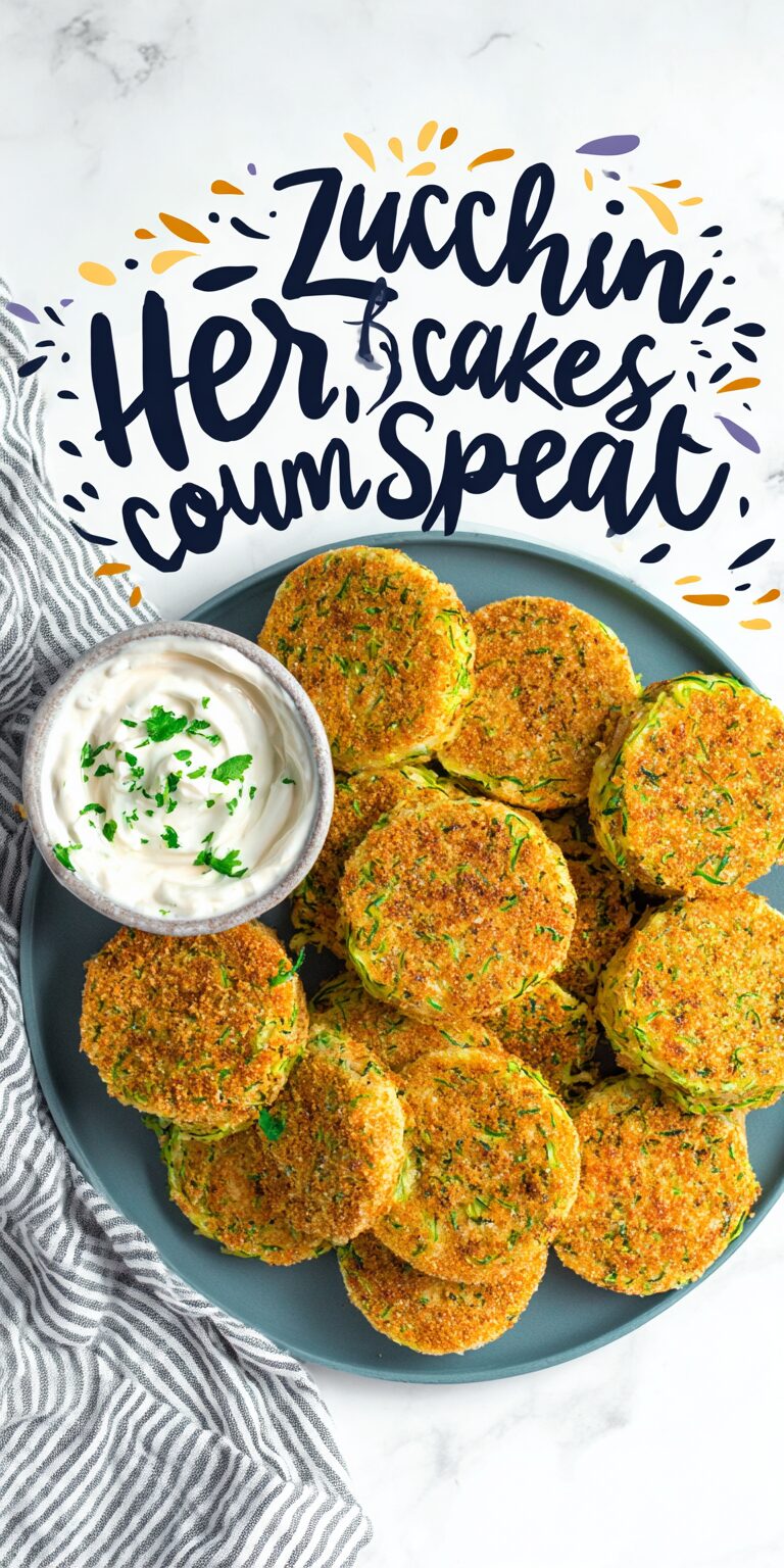 Crispy Zucchini Cakes with Creamy Herb Sour Cream Spread