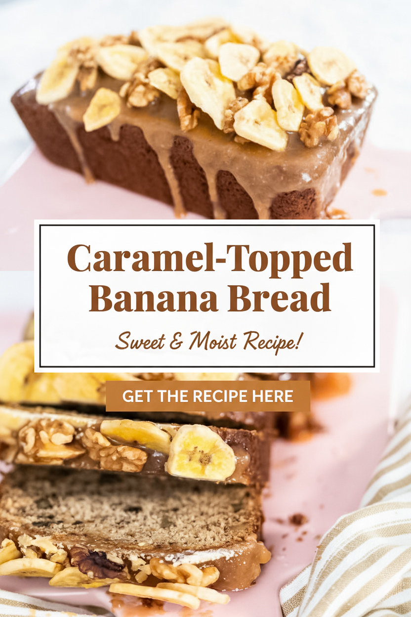 This caramel-topped banana bread is my ultimate comfort bake! Moist, fluffy banana bread meets warm, buttery caramel poured right over the top. I love making it for cozy fall weekends or wrapping it up as a sweet holiday gift. No mixer needed—just a few ripe bananas and a quick homemade caramel. #bananabreadrecipe #carameldrizzle #holidaybaking #bananadessert #easybaking