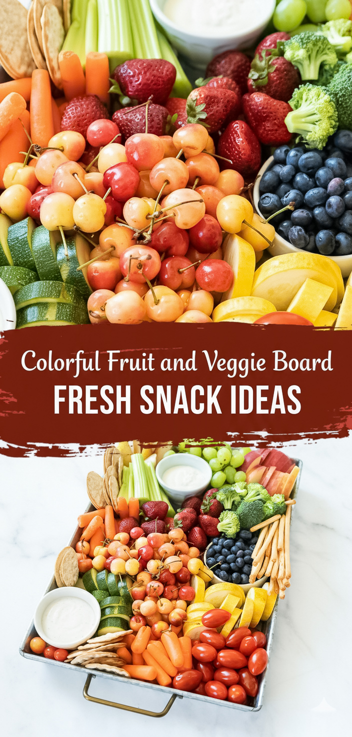 Whenever I host a gathering, I love putting together this easy fruit and vegetable board! It’s fresh, colorful, and a perfect healthy option for guests to snack on. I mix crisp veggies, seasonal fruits, and a few fun dips to make it feel both festive and practical. Great for birthdays, holidays, or kids' playdates!