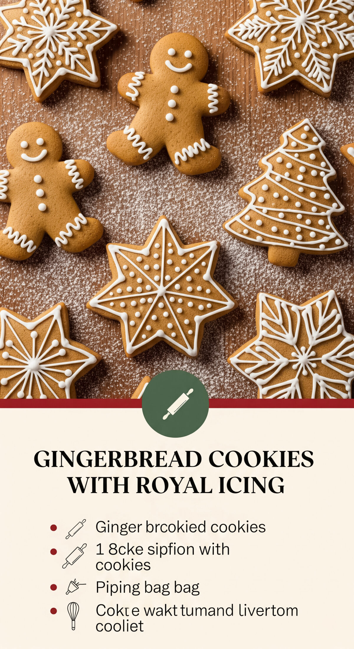 Gingerbread Cookies with Royal Icing for Christmas Baking and Decorating