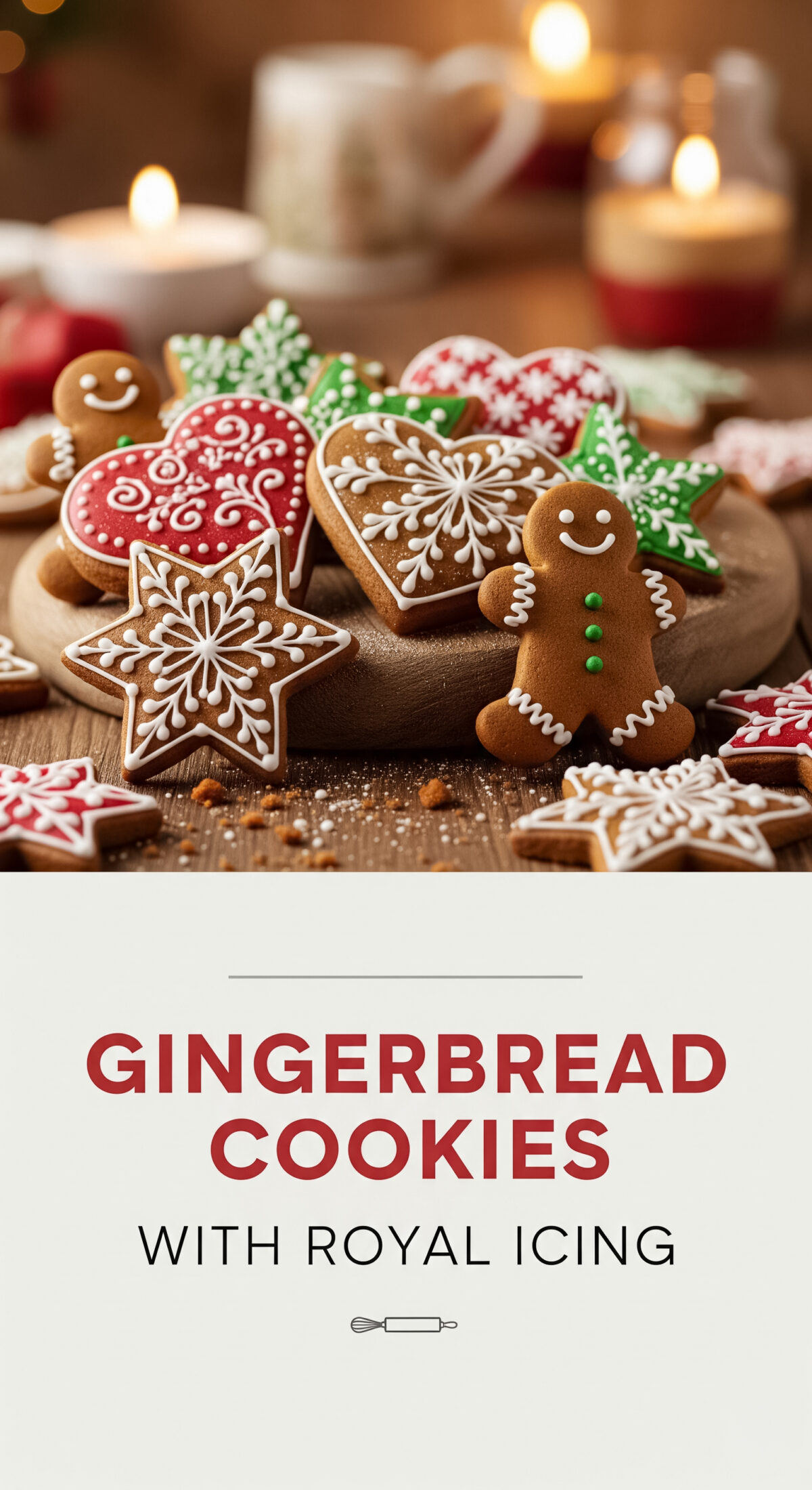 Gingerbread Cookies with Royal Icing for Christmas Baking and Decorating